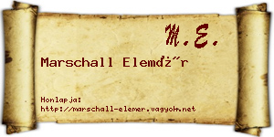 Marschall Elemér névjegykártya